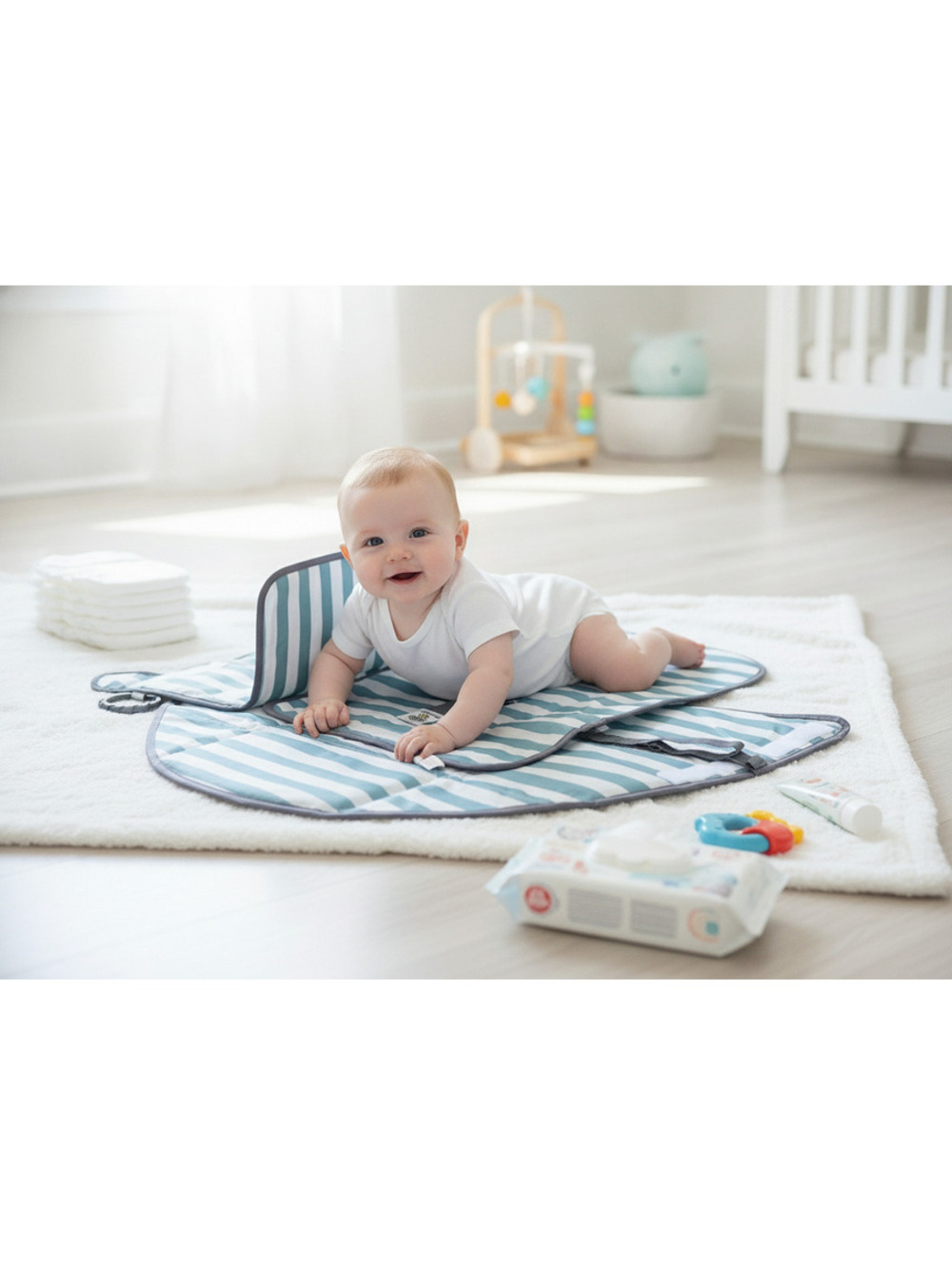 SnoofyBee Portable Baby Changing Pad with Striped Design